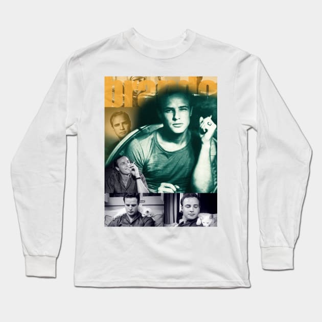 Marlon Brando Collage Portrait Long Sleeve T-Shirt by Dez53